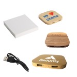 Personalized Bamboo Dual USB Interface Wireless Charger, Double 5W Wireless Charging Pad
