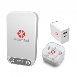 20W fast charge adaptor with 10 Wireless Charging Sanitizer Box & TWS-Qi charging & 3-in-1 cable set with Logo  20W fast charge adaptor with 10 Wireless Charging Sanitizer Box & TWS-Qi charging & 3-in-1 cable set with Logo