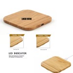 10W Square Bamboo Wood Wireless Charger/Adaptor with Logo