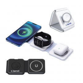 Custom 3-in-1 Foldable Travel Charging Station  Custom 3-in-1 Foldable Travel Charging Station