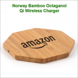 Norway Bamboo "Eco Friendly" Qi Wireless Charging 5 Watts Pad - Octagonal with Logo
