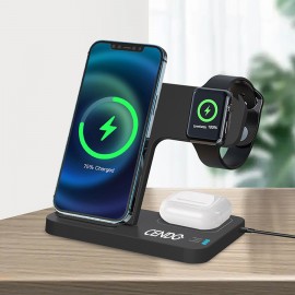 Custom 3-In-1 Foldable 15W Fast Wireless Charging Stand For Cell Phone, Apple Watch, Air Pods