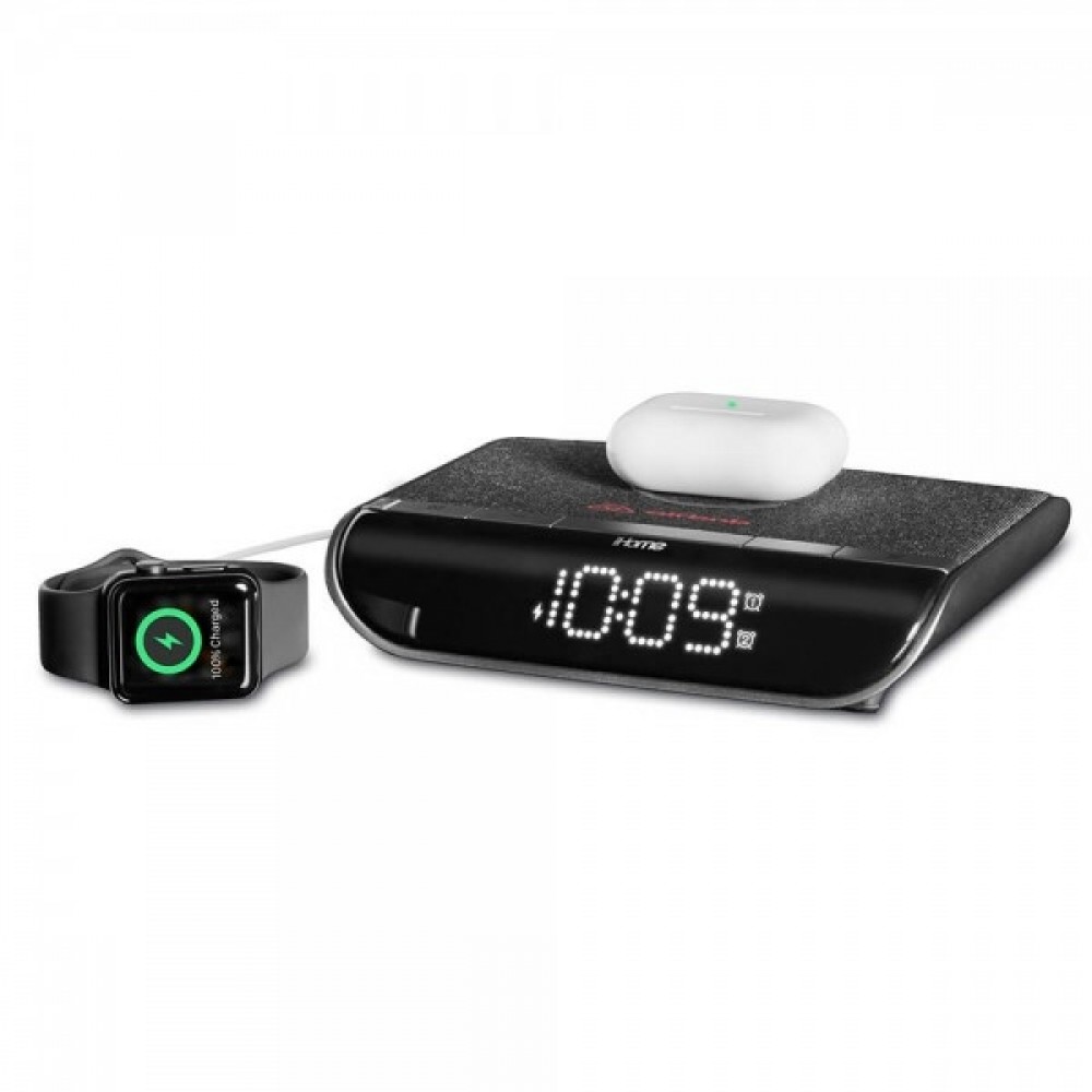 Ihome Power Valet 2 In 1 Qi Wireless Charging Alarm Clock with Logo