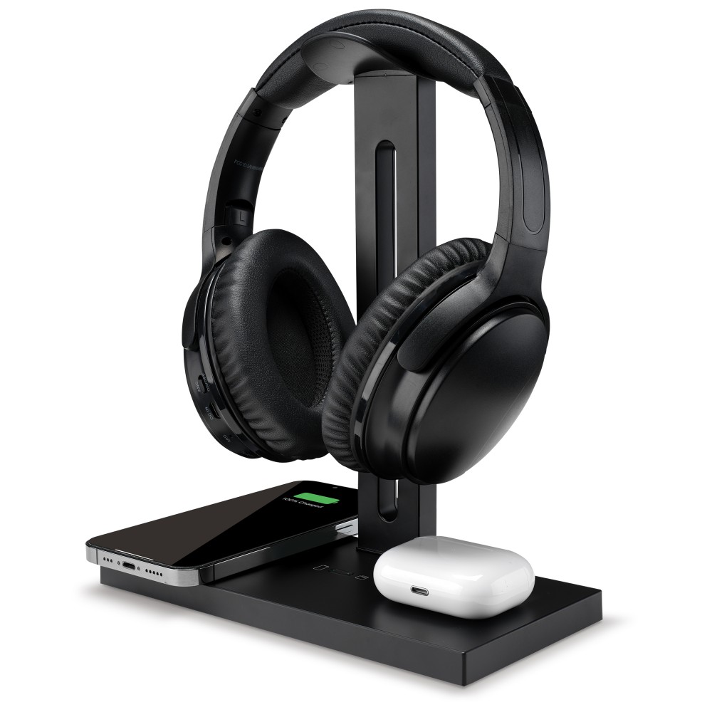 Personalized 5-in-1 Headphone Stand and Wireless Charger Station