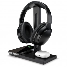 Personalized 5-in-1 Headphone Stand and Wireless Charger Station  Personalized 5-in-1 Headphone Stand and Wireless Charger Station
