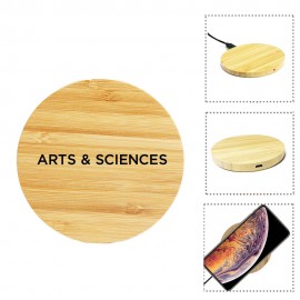 Bamboo 5W Circle Wireless Charger with Logo  Bamboo 5W Circle Wireless Charger with Logo