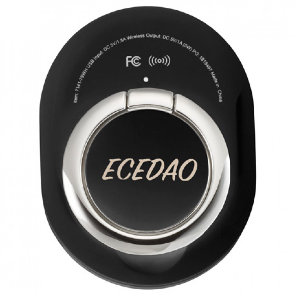Cling Suction Wireless Charging Pad w/ Phone Ring with Logo Cling Suction Wireless Charging Pad w/ Phone Ring with Logo