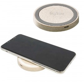 5 W Round Shape Biodegradable Wheat Straw Wireless Charger with Logo