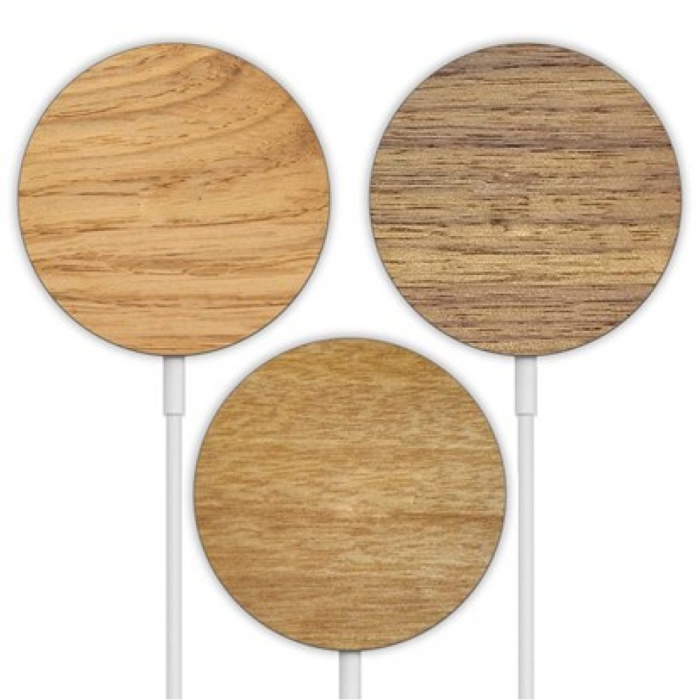 Logo Branded Round Wooden Wireless Charging Pad