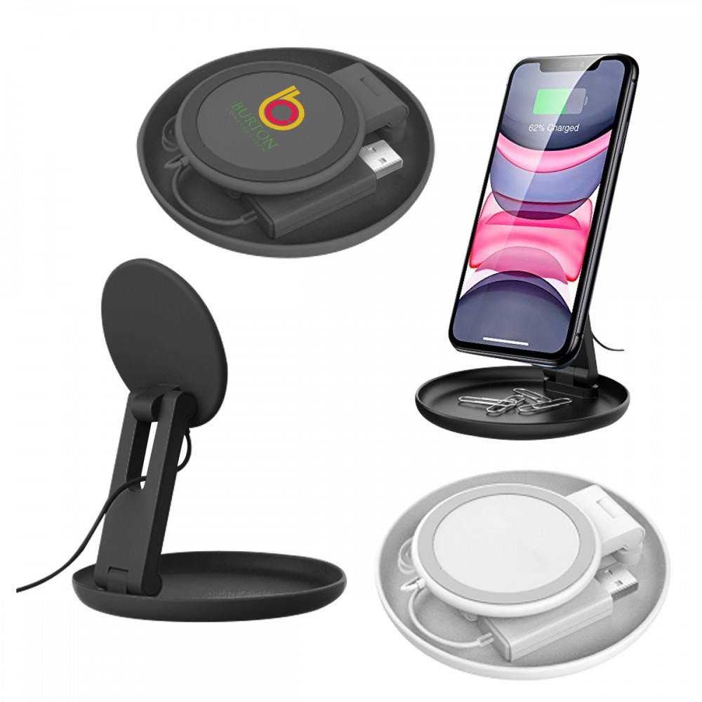 Mag Max Desktop Wireless Charger With Catchall Tray with Logo