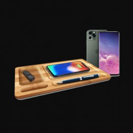 iMojo Qi 2-in-1 Bamboo Wireless Charging Tray (10W/15W) with Logo  iMojo Qi 2-in-1 Bamboo Wireless Charging Tray (10W/15W) with Logo