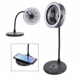 Promotional Desktop Fan With Ring Light & Wireless Charger  Promotional Desktop Fan With Ring Light & Wireless Charger