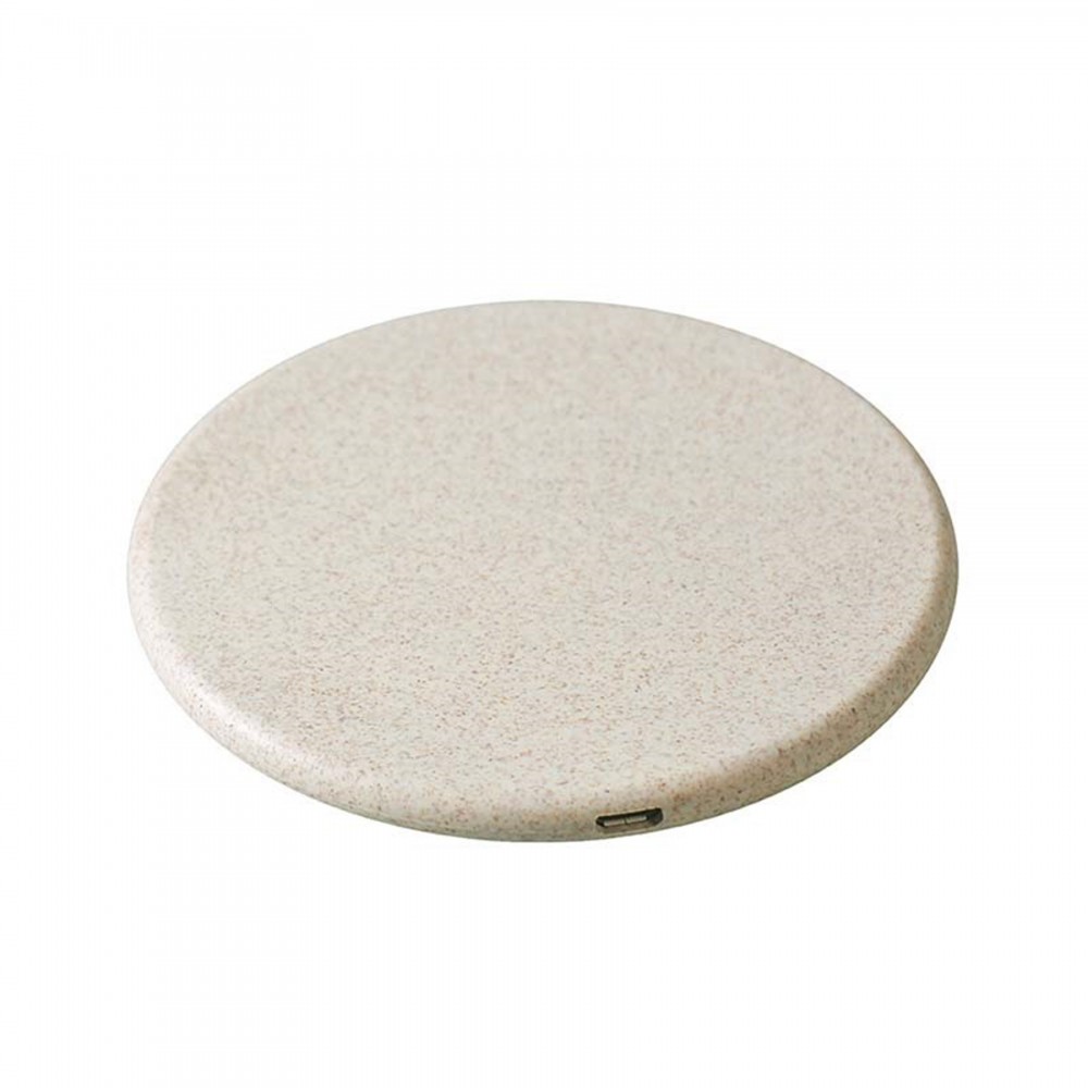 10 W Round Shape Biodegradable Wheat Straw Wireless Charger with Logo