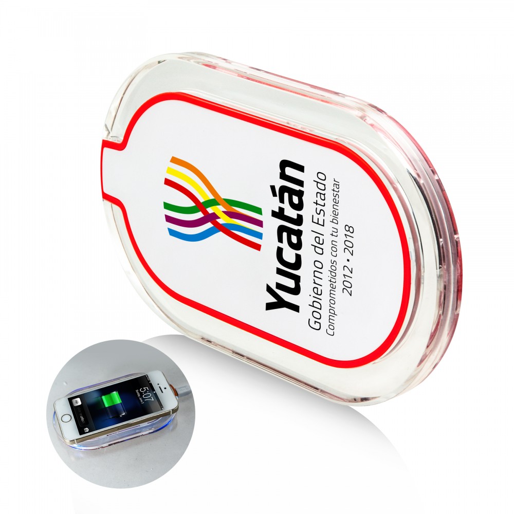 Logo Branded Mango Wireless Charging Pad - Red Logo Branded Mango Wireless Charging Pad - Red