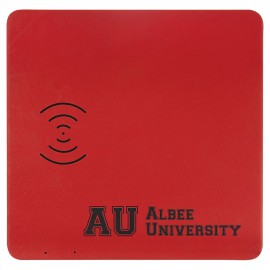 Red Charging Pad with USB Cord, Laserable Leatherette with Logo