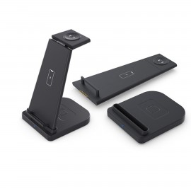 3 in 1 Qi 10W Wireless Charger Pad with Logo  3 in 1 Qi 10W Wireless Charger Pad with Logo