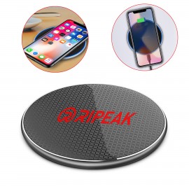 4'' Dia 10W Gridlines Wireless Charger Thin Aluminum Fast Charging Pad (NO AC Adapter) with Logo  4