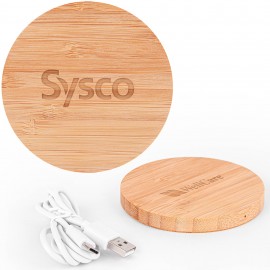 The Temora 15W Bamboo Wireless Charging Pad with Logo  The Temora 15W Bamboo Wireless Charging Pad with Logo