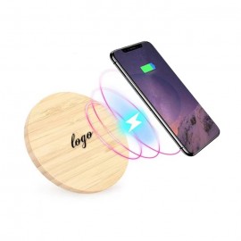 Bamboo 5W Wireless Charger with Logo