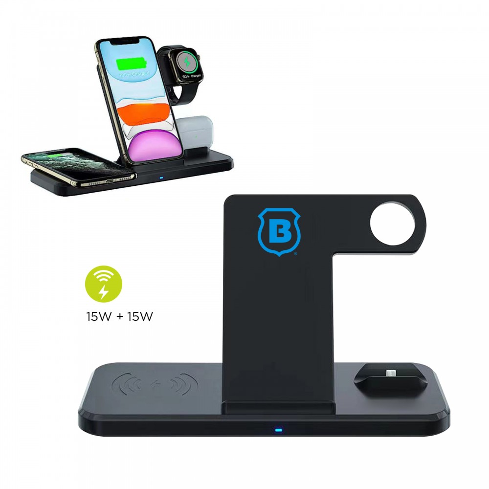 4-in-1 Multifunctional Wireless Charging Station with Logo