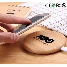 Honest Bamboo Wireless Charger Qi Charging Pad with Logo  Honest Bamboo Wireless Charger Qi Charging Pad with Logo