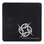 Personalized Black-Silver Charging Pad with USB Cord, Laserable Leatherette
