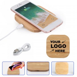 15W Bamboo Wireless Charger with Logo