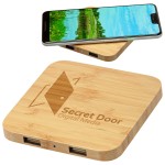 Logo Branded Panda Bamboo 5W Wireless Charger with Dual USB Ports