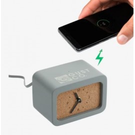 Set in Stone Wireless Charging Desk Clock with Logo  Set in Stone Wireless Charging Desk Clock with Logo