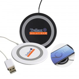 5"w QI Round Wireless Charging Pad with Logo  5"w QI Round Wireless Charging Pad with Logo