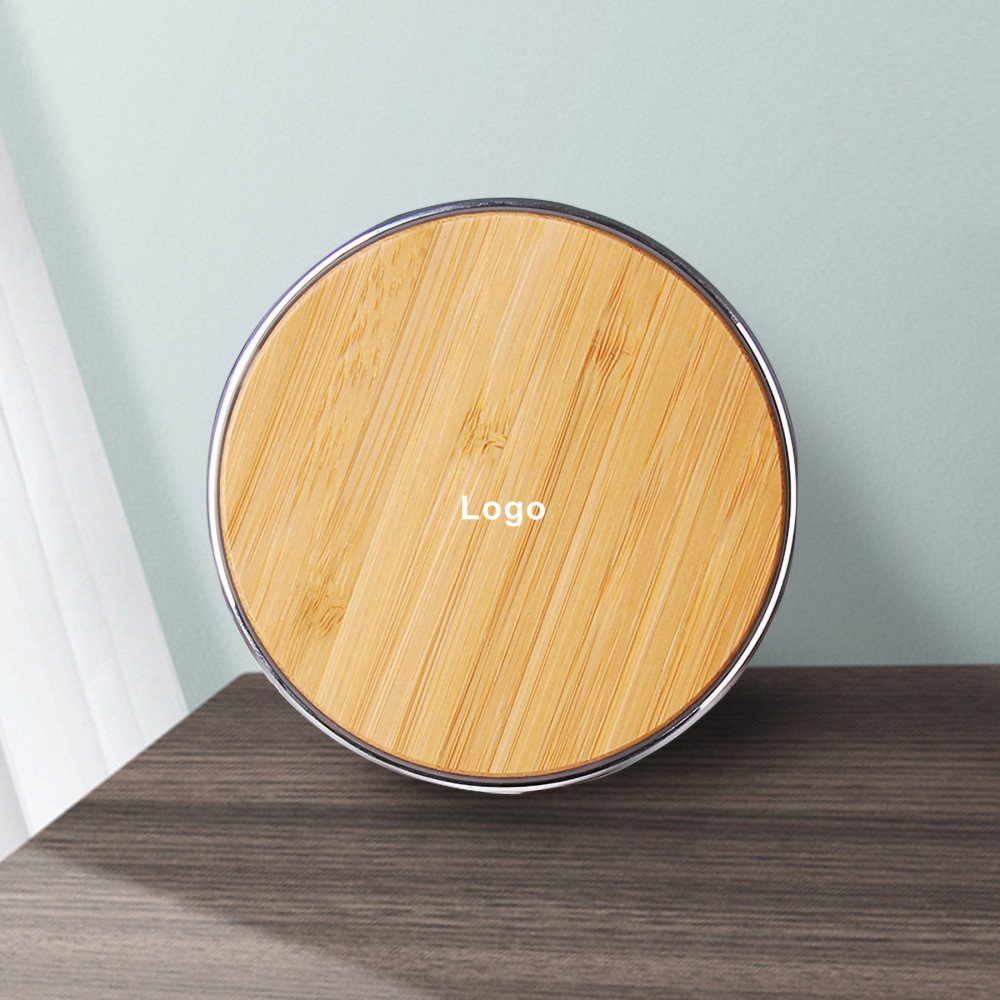 Bamboo Wireless Charger Pad 15W with Logo