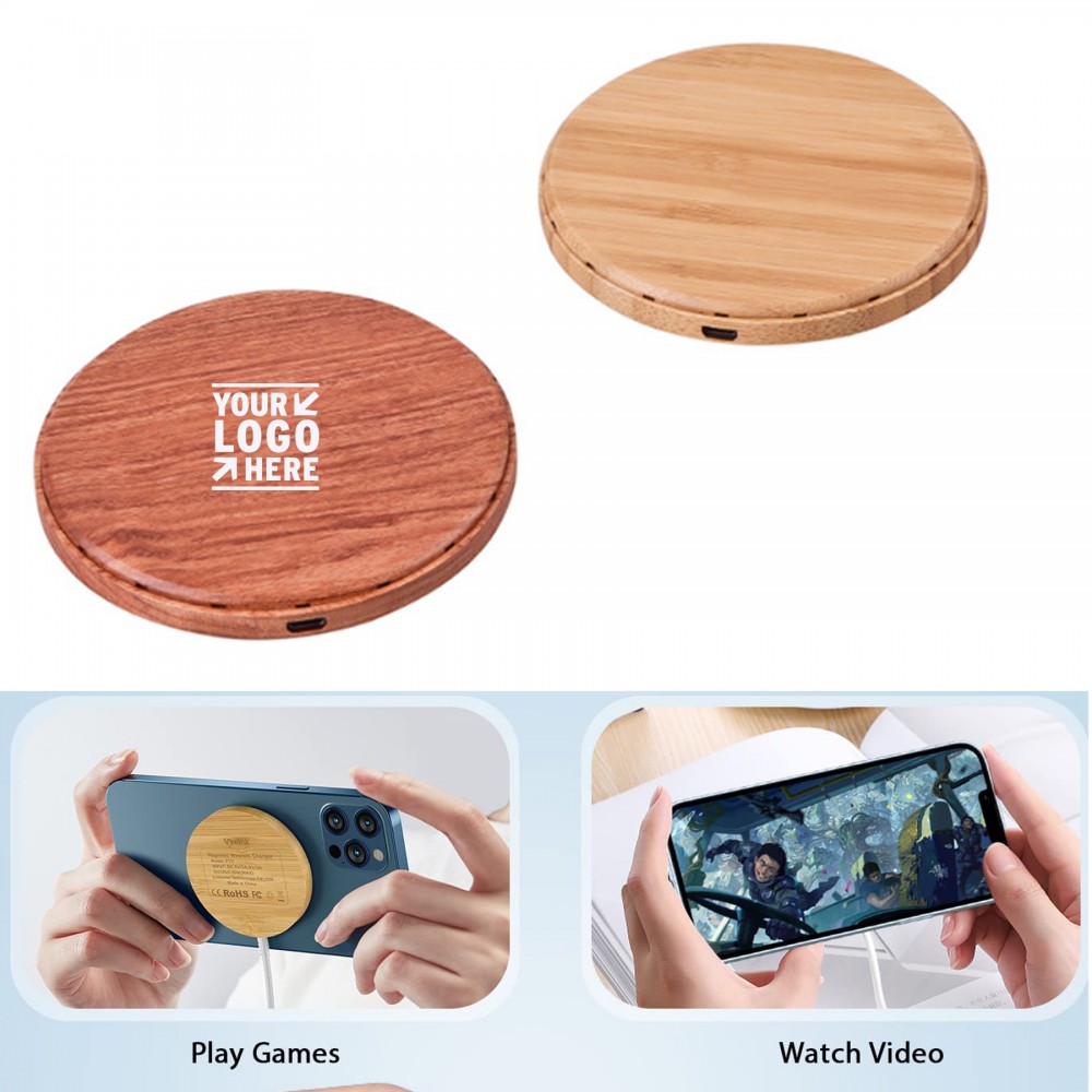 Bamboo Wood Wireless Charger with Logo