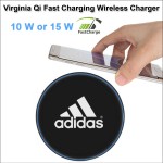 Virginia Qi Wireless Charging Pad 15 Watts Charging Speed - Black with Logo