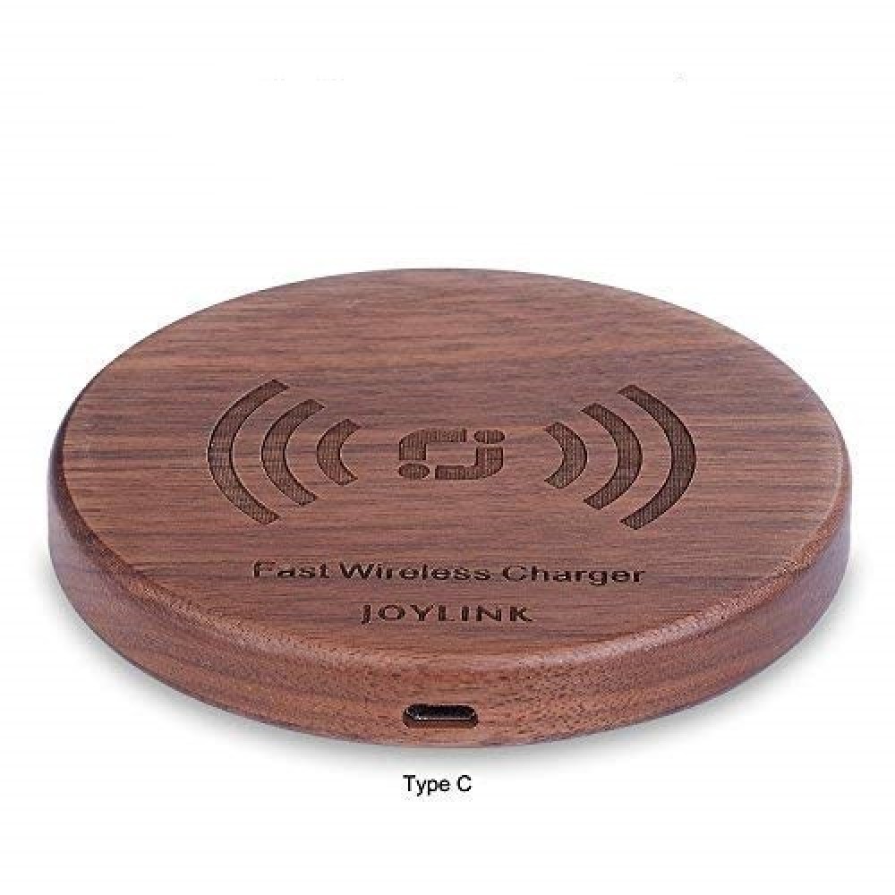 Personalized Natural Solid Walnut Wood Portable Qi Wireless Charge Wooden Wireless Coaster Charger Pad