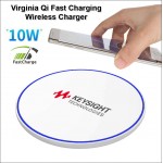 Virginia Qi Wireless Charging Pad 10 Watts Charging Speed - White with Logo