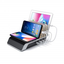 Desktop Charging Station for Multiple Devices with Wireless Charger with Logo