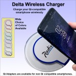 Delta Qi Wireless Charging Pad 5 Watts Charging Speed - White with Logo