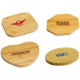 Personalized Slim Round Bamboo Qi Wireless Charging Pad  Personalized Slim Round Bamboo Qi Wireless Charging Pad