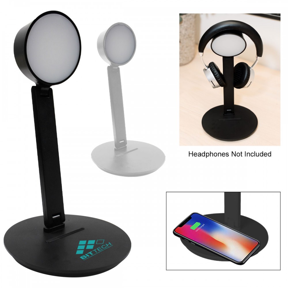 Vanity Light Wireless Charger With Headphone Stand with Logo