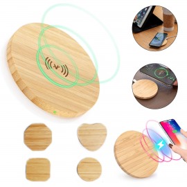 10W Bamboo Wireless Phone Charger Pad with Logo