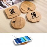 Wooden Or Bamboo Round Or Square Or Heart Or Octagon Shape QI Wireless Phone Charger with Logo