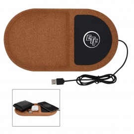 Promotional Cork Wireless Charging Pad Desktop Organizer