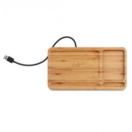 Personalized Wooden Wireless Phone Charging Station with Desk Organizer Pad