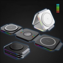 3 In 1 Foldable Wireless Charger Station Magnetic Wireless Charger with Logo  3 In 1 Foldable Wireless Charger Station Magnetic Wireless Charger with Logo