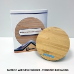Bamboo Wireless Charger with Standard Packaging with Logo