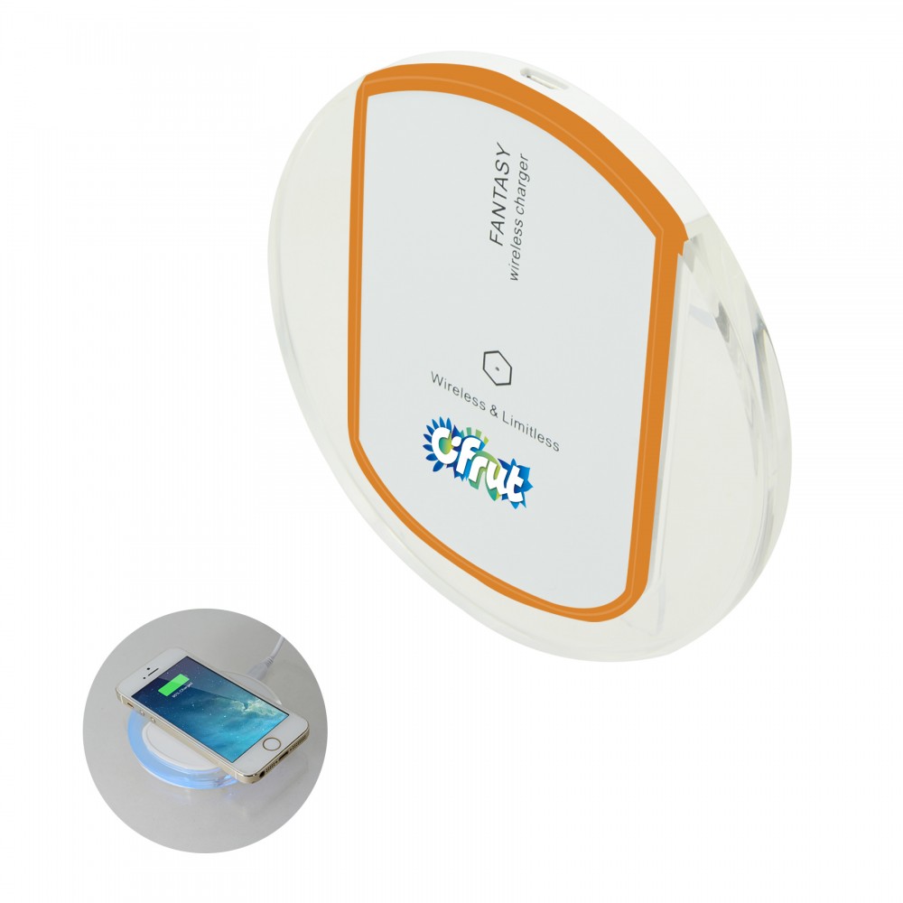 Kenya Wireless Charging Pad (Orange) with Logo