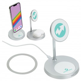 MagPort Magnetic Wireless Charging Stand with Additional 5W Base Charge with Logo