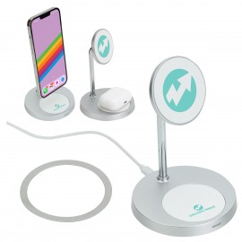 MagPort Magnetic Wireless Charging Stand with Additional 5W Base Charge with Logo  MagPort Magnetic Wireless Charging Stand with Additional 5W Base Charge with Logo