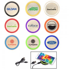 Logo Branded 10W Eco Friendly Wireless Charging Pad For Mobile Devices Made of Wheat Straw Material  Logo Branded 10W Eco Friendly Wireless Charging Pad For Mobile Devices Made of Wheat Straw Material