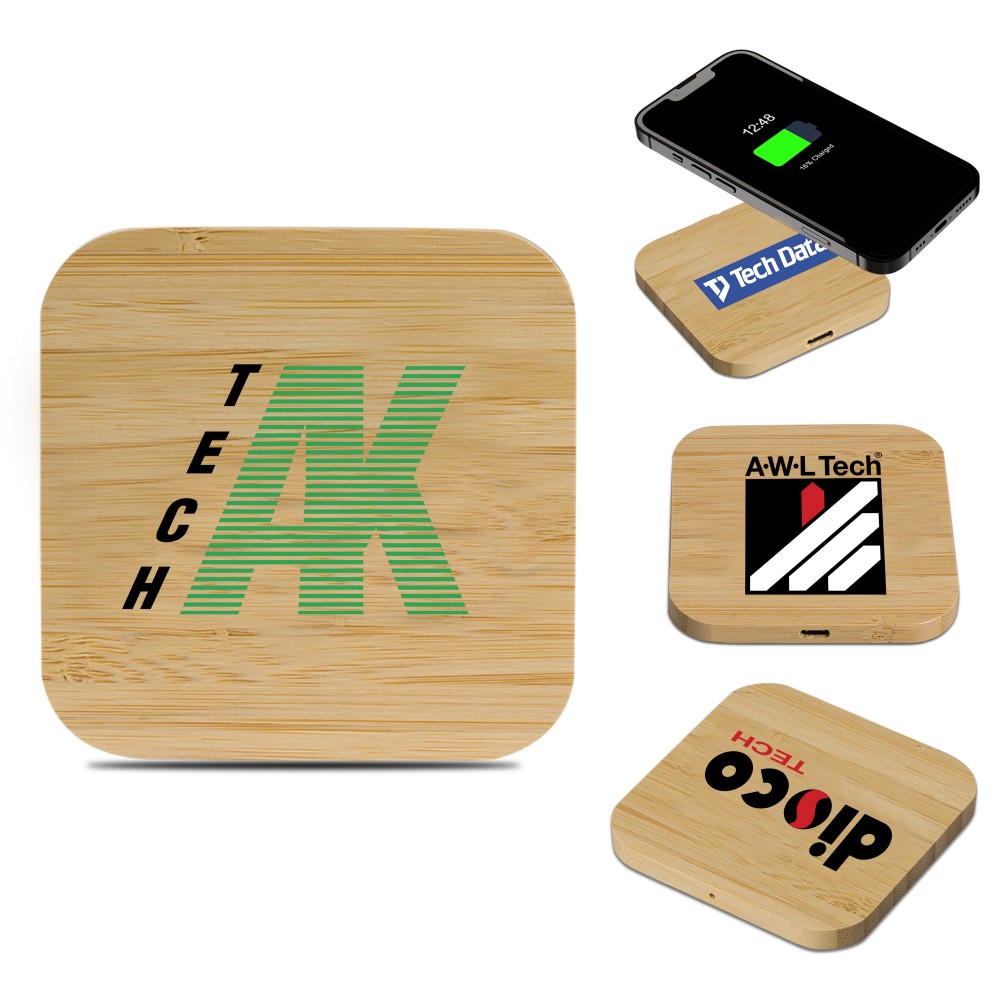 Personalized Oregon Bamboo Wireless Charger - 15W